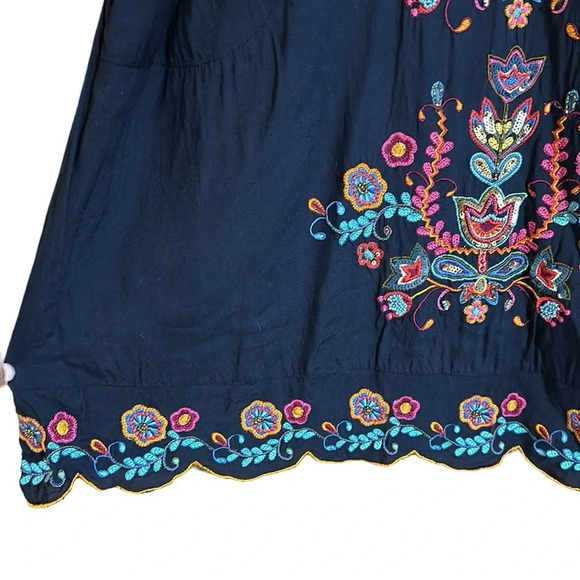 LulaSoul Navy Blue Embroidered Halter Dress Size Medium - Picture 6 of 10